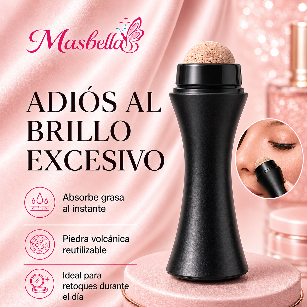Rodillo facial absorbente de grasa