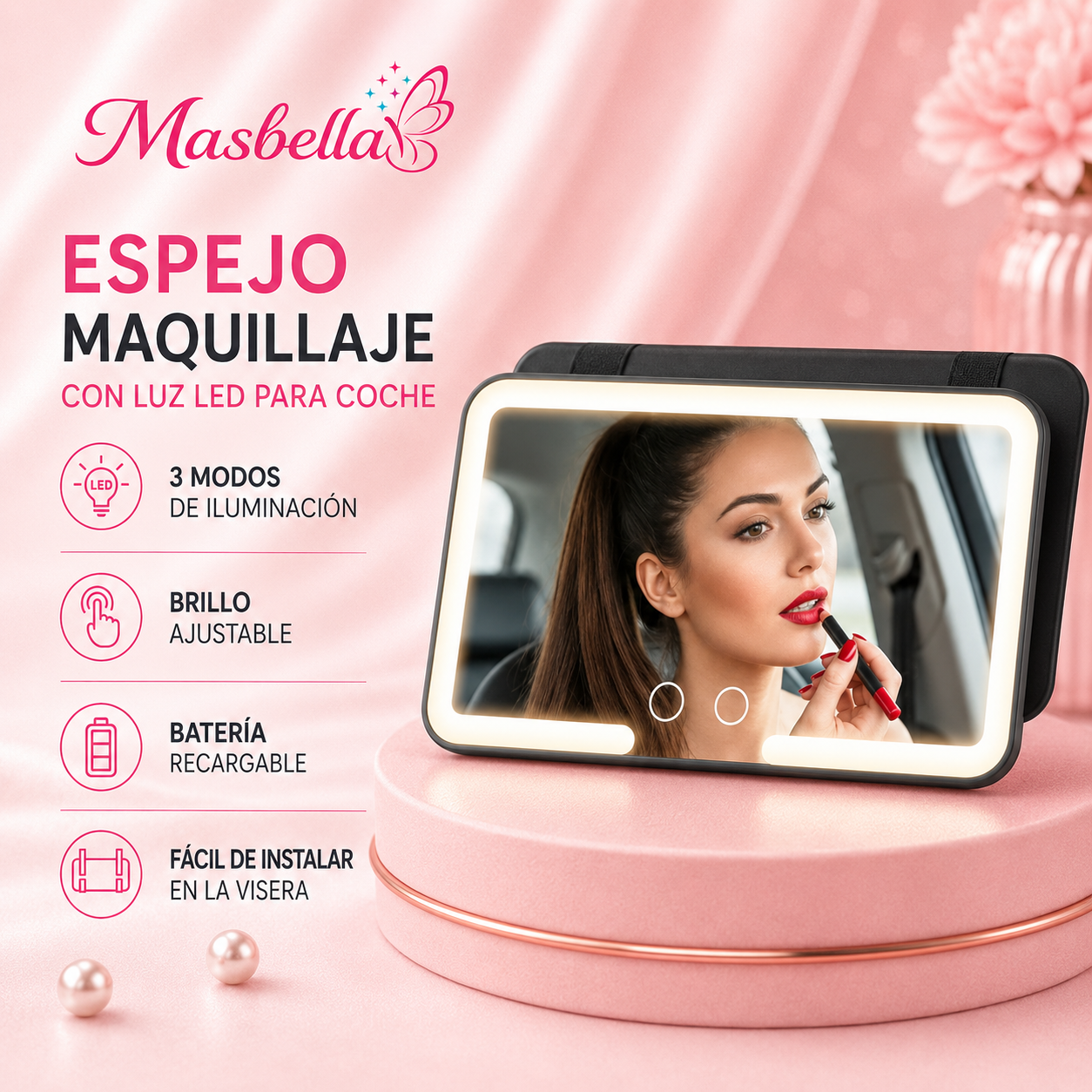 Espejo Maquillaje con Luz Led Para Coche
