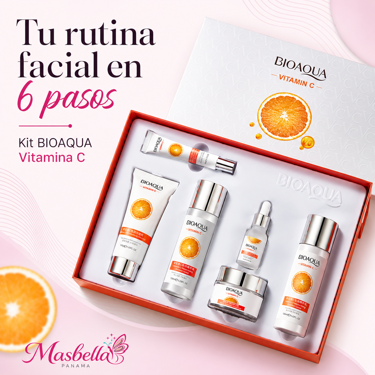 Kit Facial BIOAQUA Vitamina C – Rutina de 6 Pasos