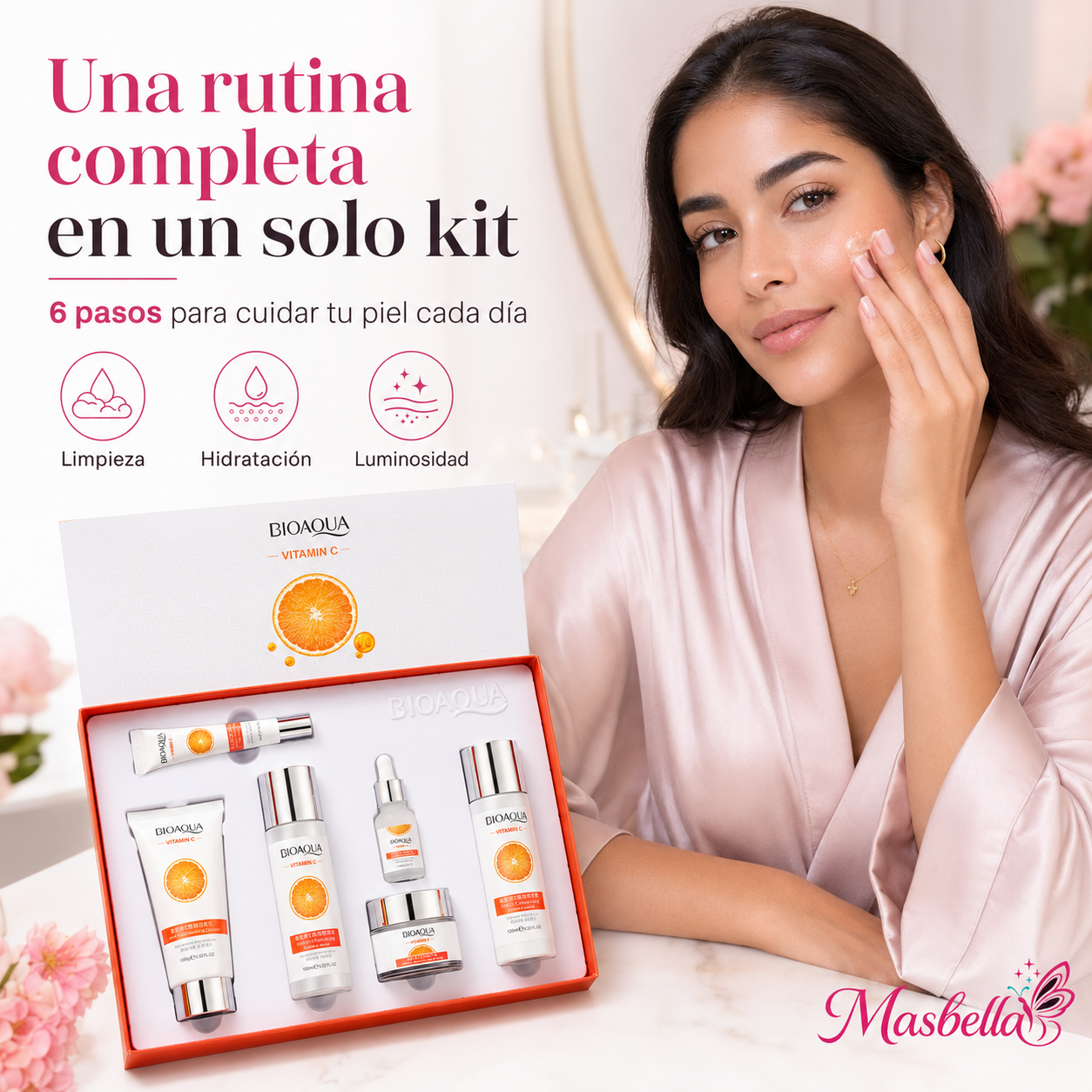 Kit Facial BIOAQUA Vitamina C – Rutina de 6 Pasos