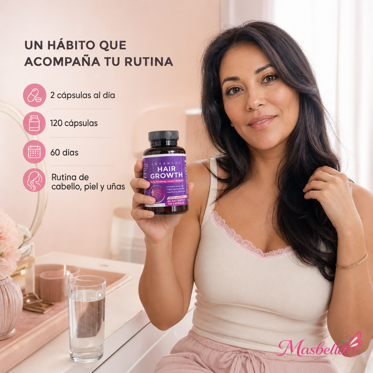 Suplemento Advanced Hair Growth con Biotina – 120 Cápsulas