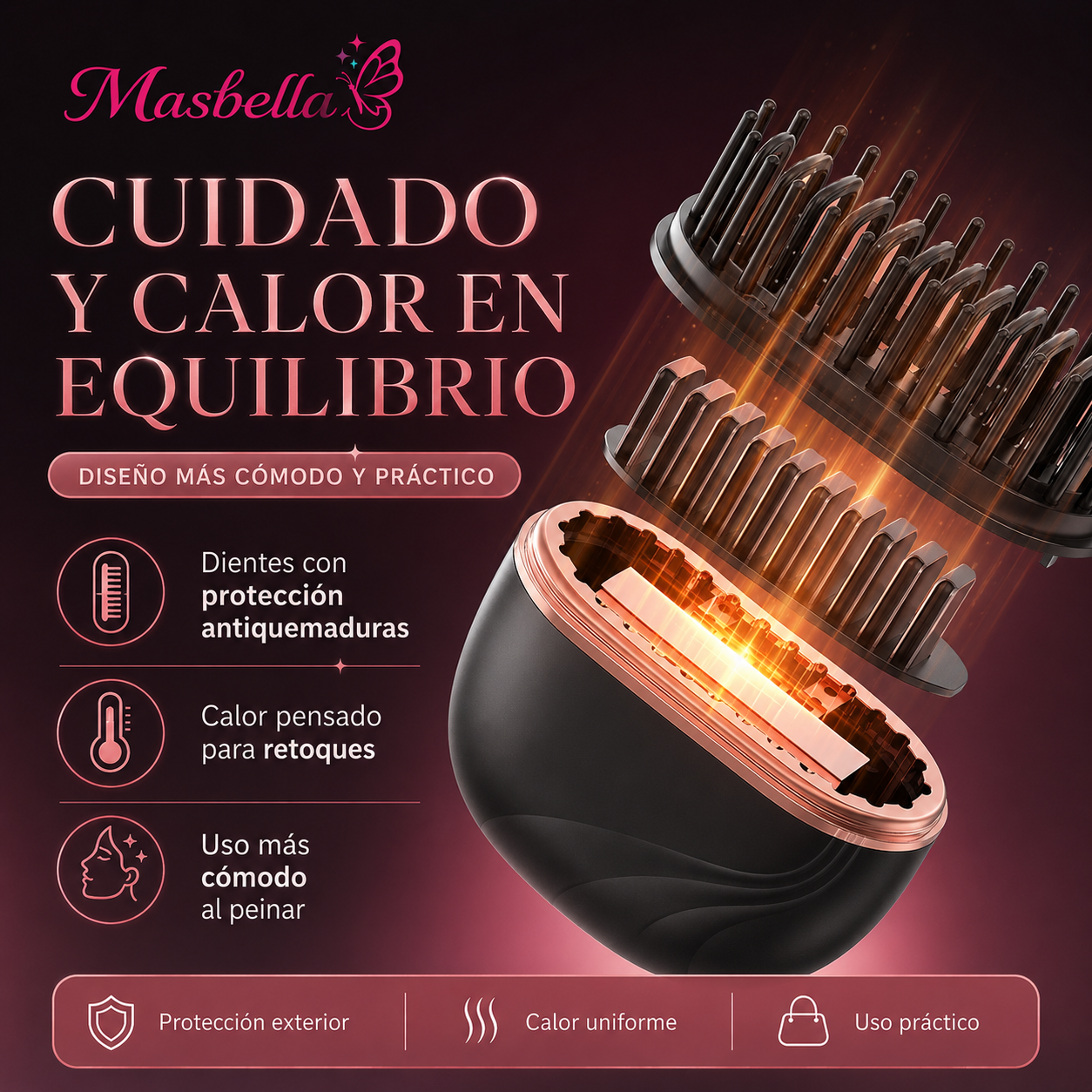 Masbella SilkGo™ | Mini Cepillo Alisador Recargable