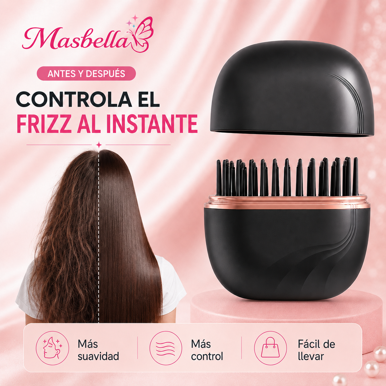 Masbella SilkGo™ | Mini Cepillo Alisador Recargable